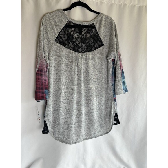 NWT Style & Co XL Downtown Gallery Beautiful Floral And Plaid With Lace Insert - Picture 9 of 10